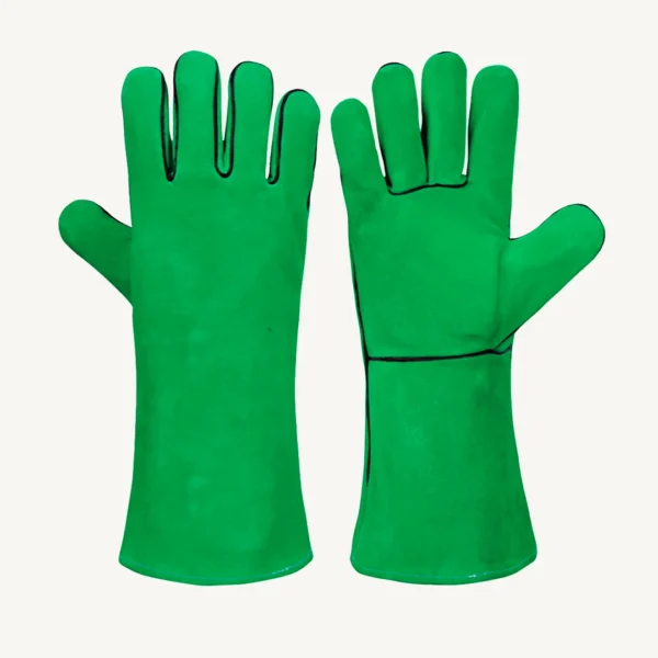 Cow Split Leather Welder Gloves With Piping - Image 2