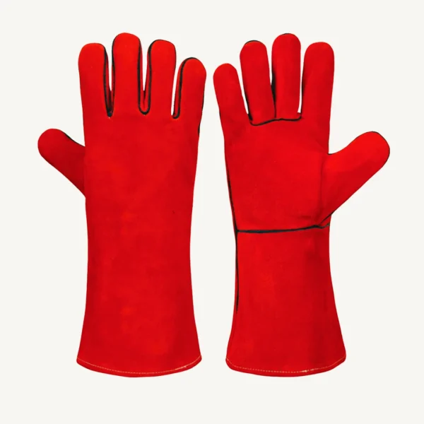 Cow Split Leather Welder Gloves With Piping - Image 4